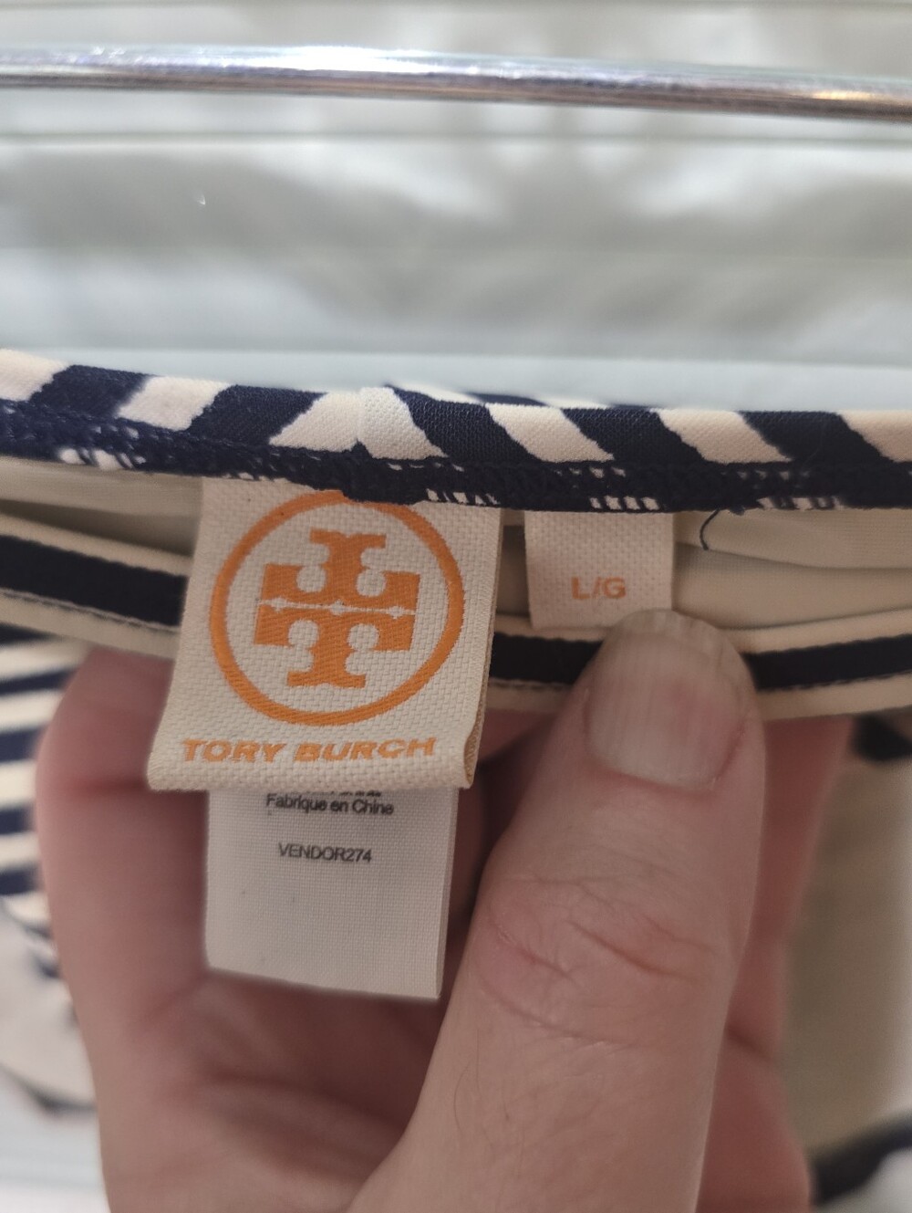 Tory Burch Striped 2 Piece Swimsuit Size L - Picture 2 of 5